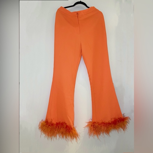 NastyGal Feather Trim Kick Flare Trousers - Picture 3 of 3